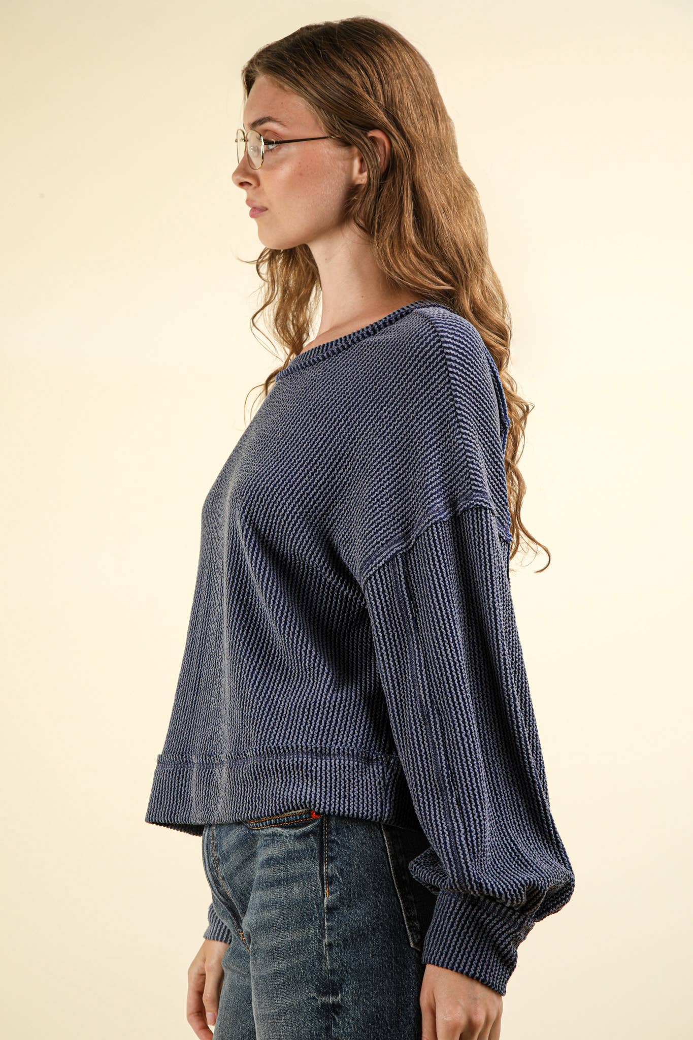 US Two Tone Otto Ribbed Oversized Soft Comfy knit Top