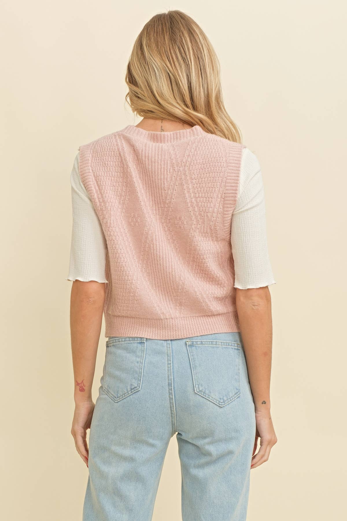 BOW BUTTON UP SWEATER VEST