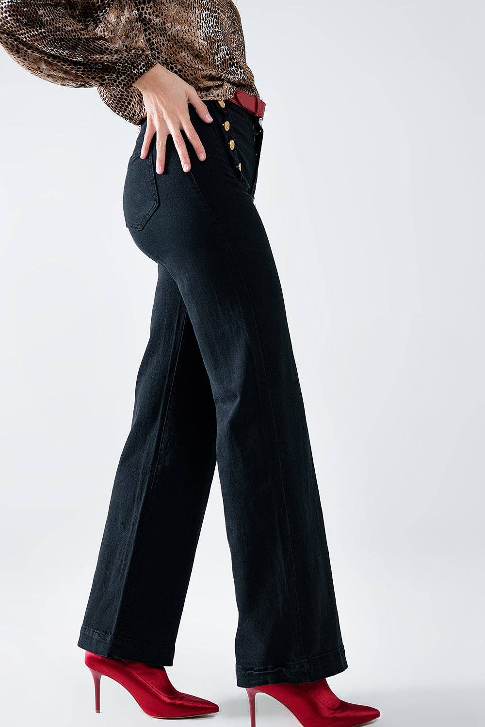 Sailor front jeans- Black
