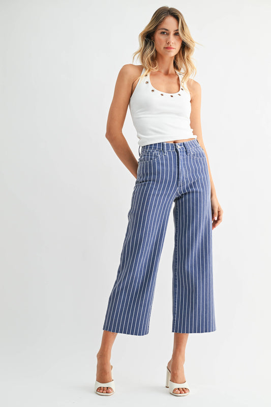 Scissor Cut Wide Leg - Striped