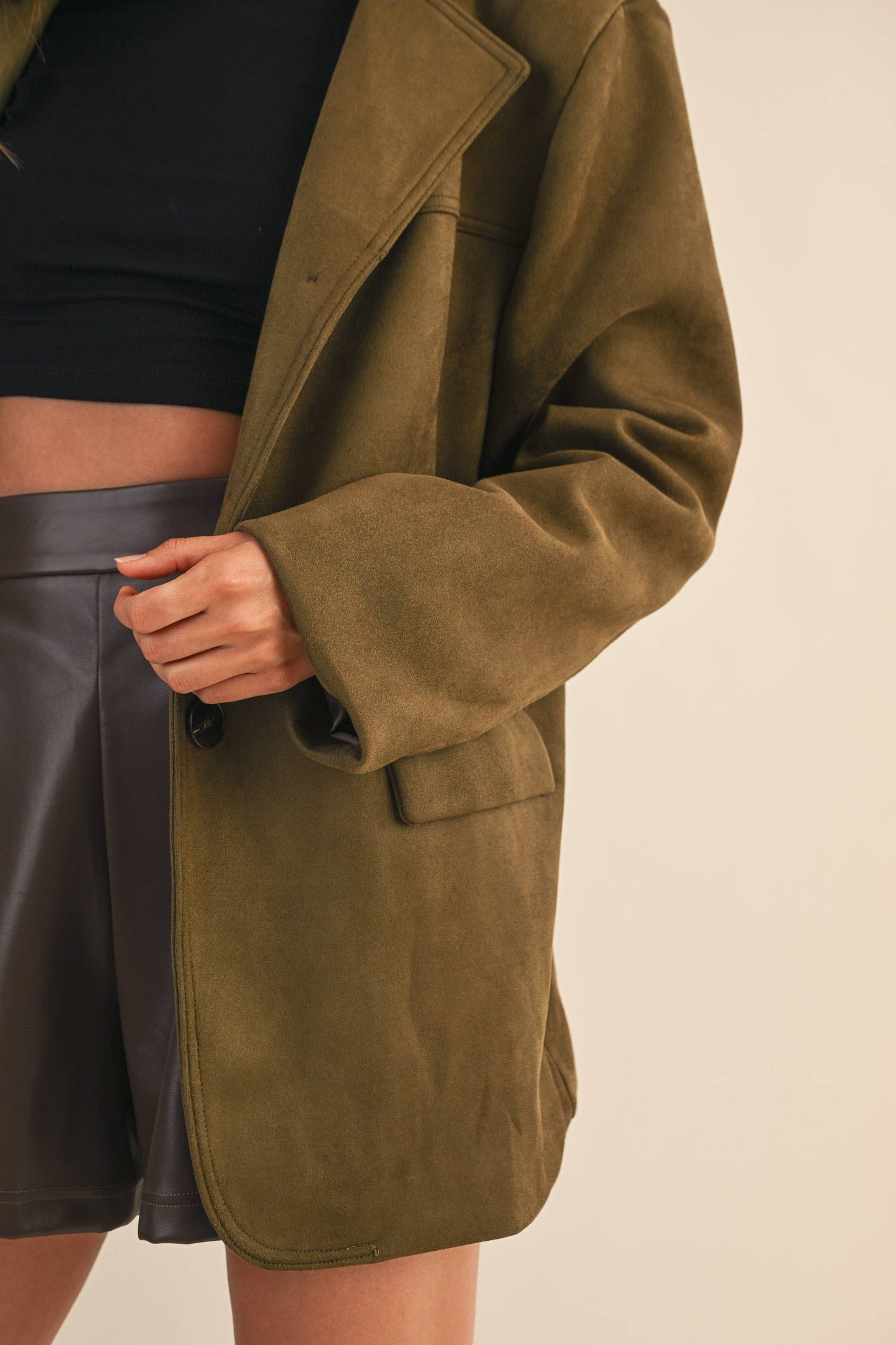 SUEDE OVERSIZED BLAZER JACKET