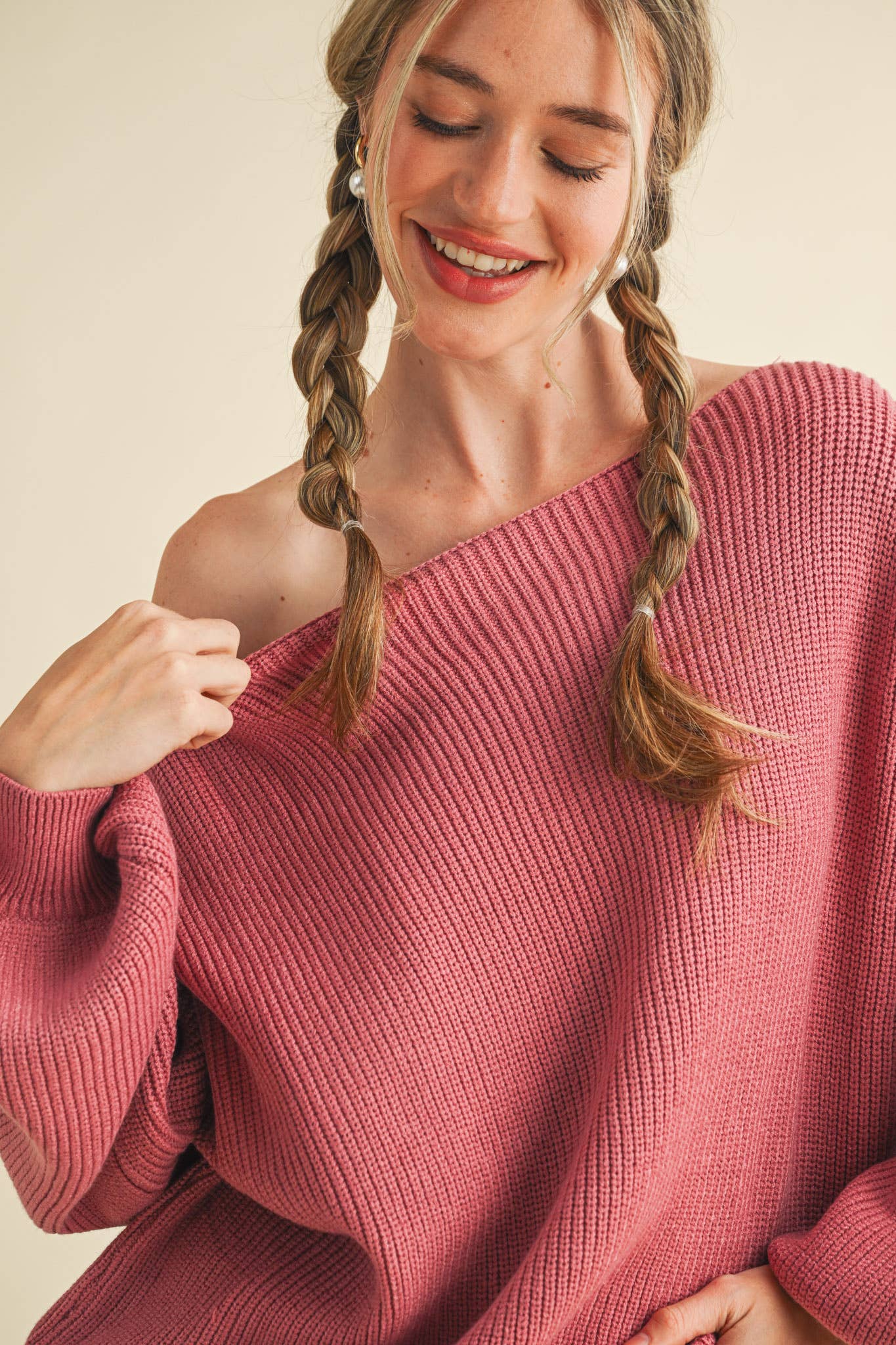 BOAT NECK BUBBLE SLEEVE SWEATER MSW8147