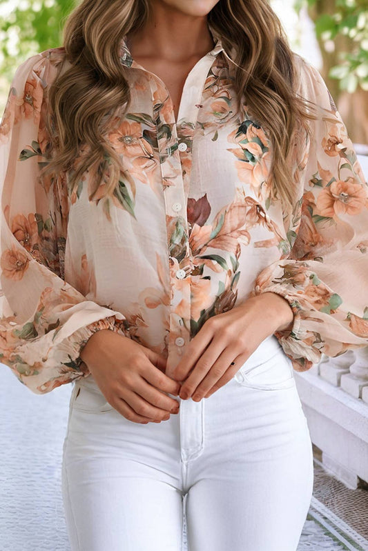 Floral Puff Sleeve Lightweight Shirt