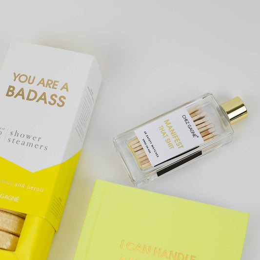 Manifest That Shit - Glass Bottle Safety Matches - White