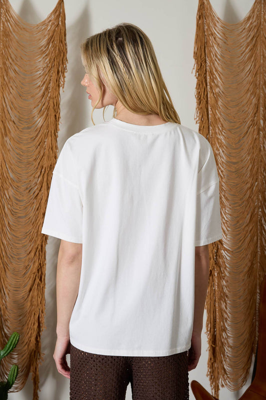 COWBOY OVERSIZED KNIT GRAPHIC T-SHIRT
