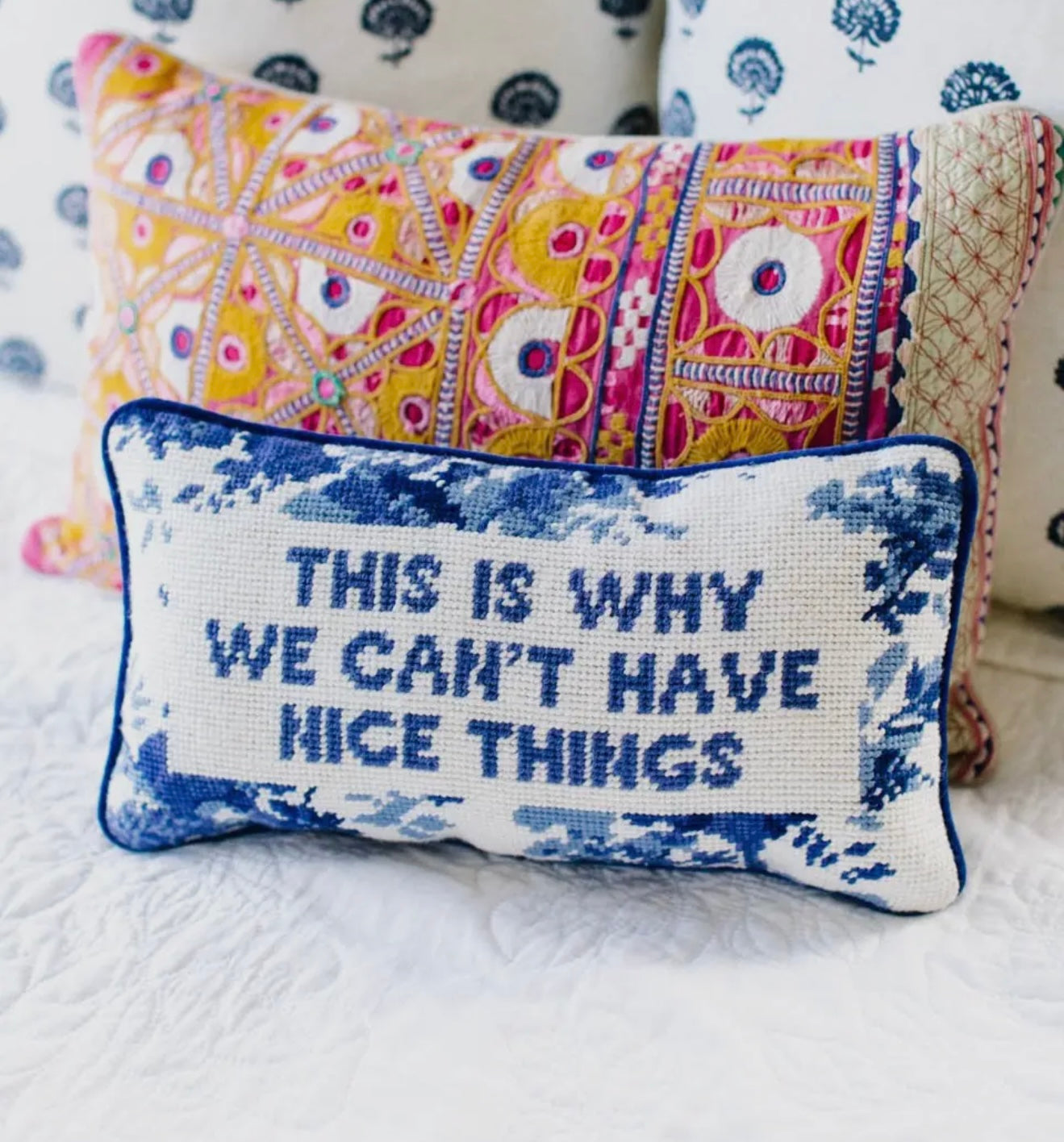 This is why we can’t have nice things needlepoint pillow