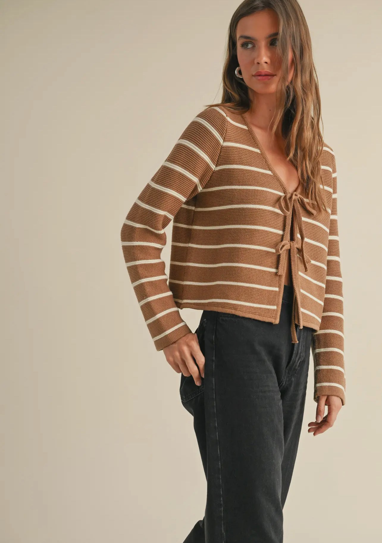 Striped Mocha Tie sweater