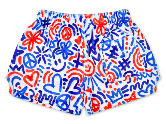 Corey Paige Red White & Blue Plush Shorts (Youth Sm (6-8))