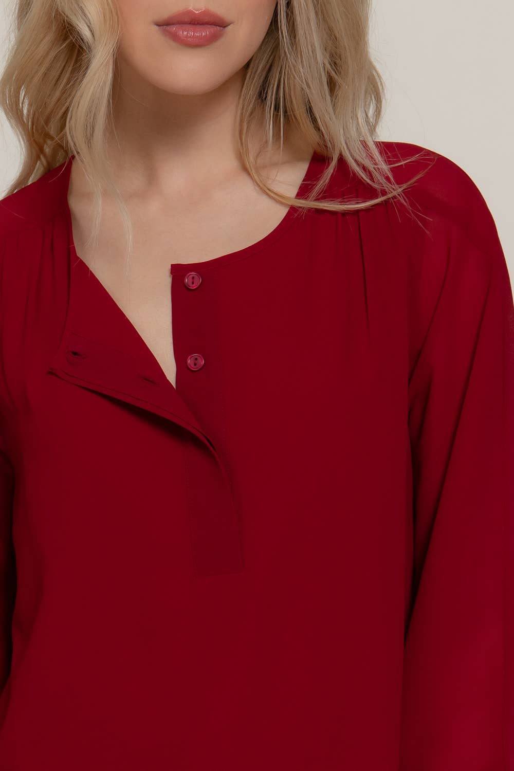 Long Sleeve Round Neck Chiffon Blouse