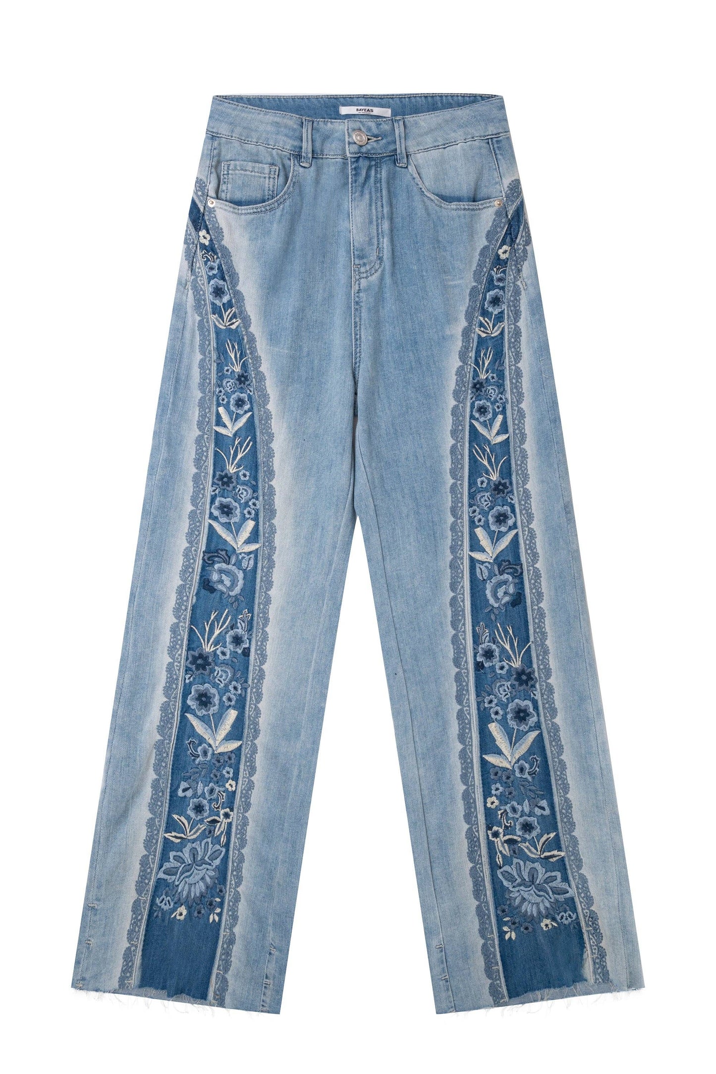 SUPER HIGH RISE WIDE LEG JEANS WITH RAW HEM