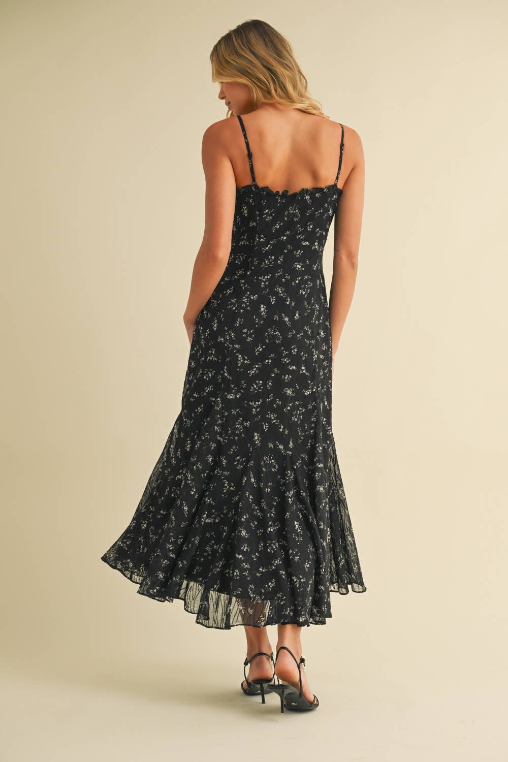 FLORAL PRINTED MERMAID MIDI DRESS