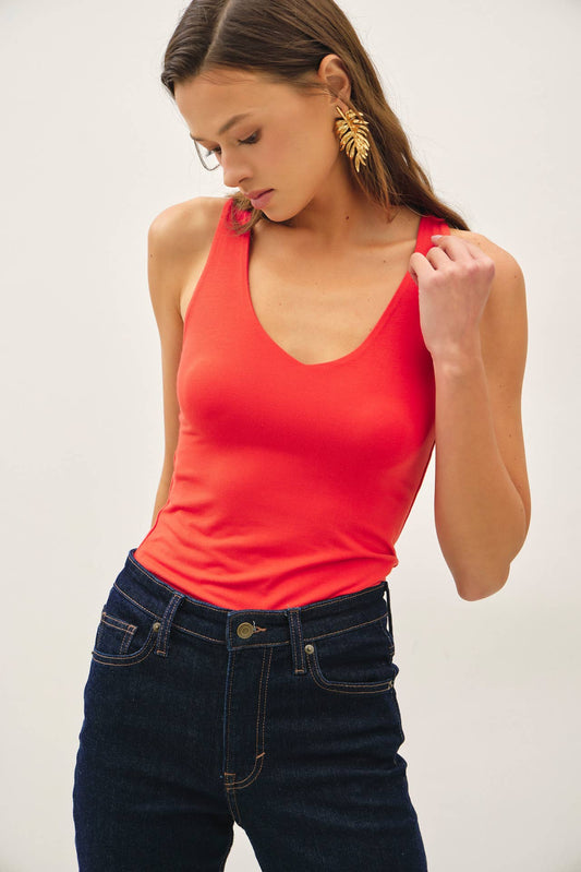 BASIC FULL LENGTH V-NECK TANK