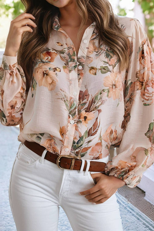 Floral Puff Sleeve Lightweight Shirt