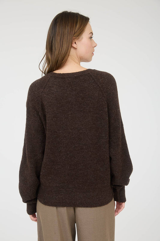 RAGLAN LONG SLEEVE HENLEY KNIT SWEATER