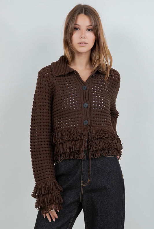 Fringe detail cardigan