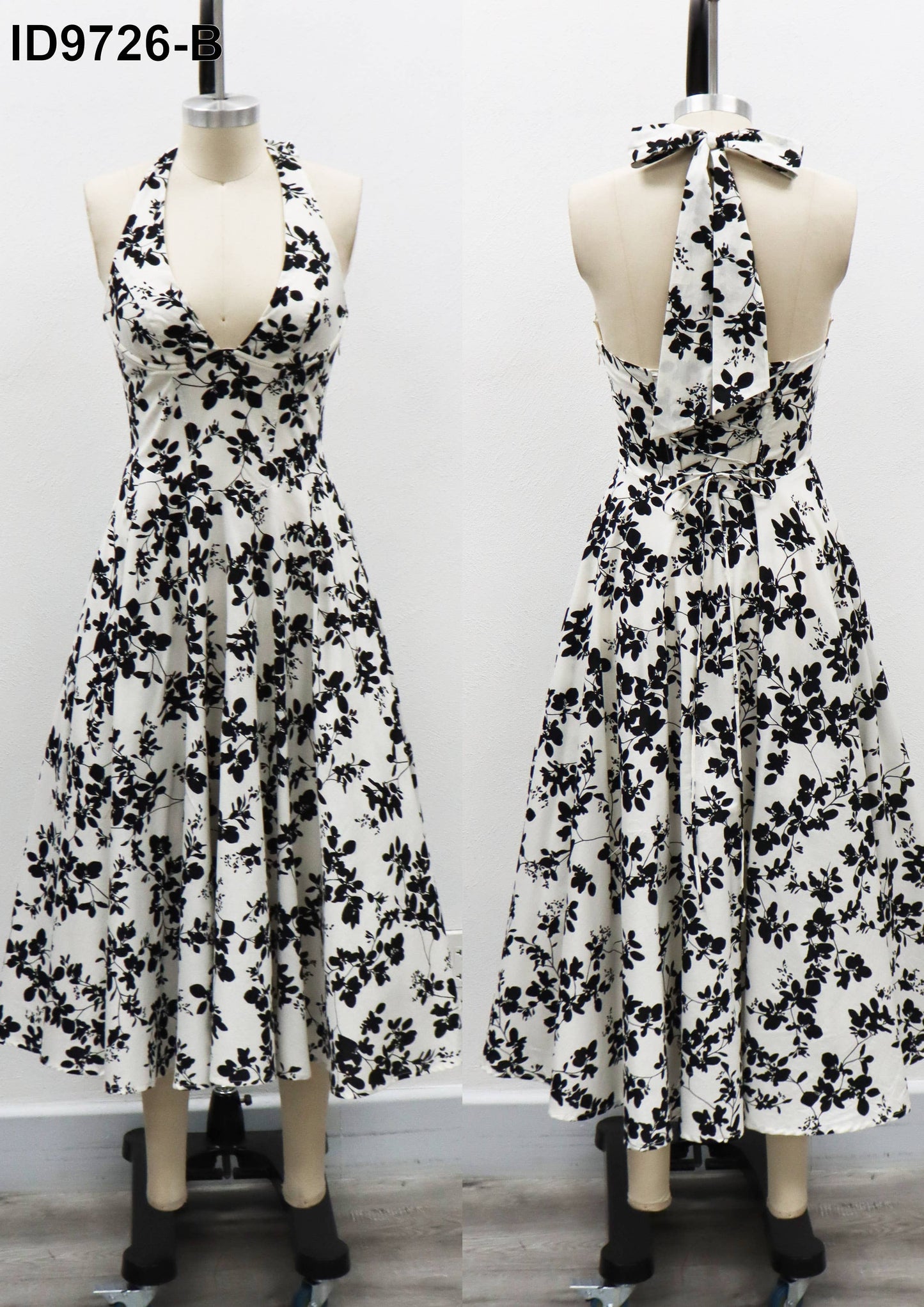 FLOWER PRINTED HALTER MIDI DRESS