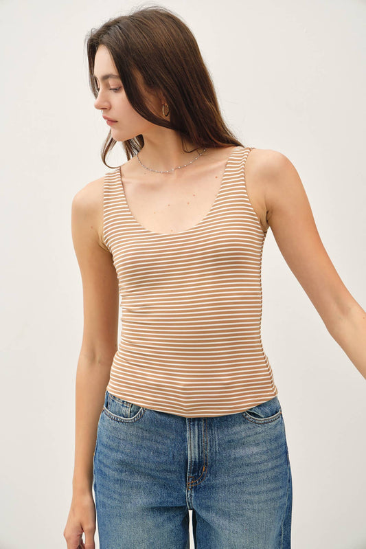 ULTRA SOFT DOUBLE LINED STRIPED TANK