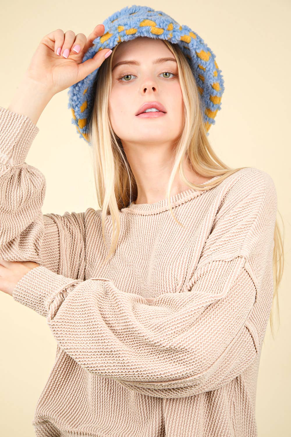 US Two Tone Otto Ribbed Oversized Soft Comfy knit Top