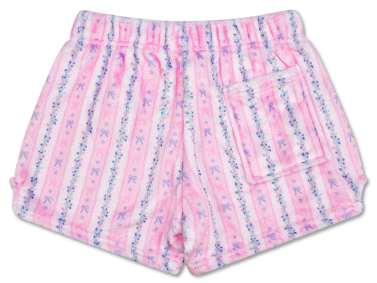 Floral Stripes Plush Shorts (Medium (10-12))