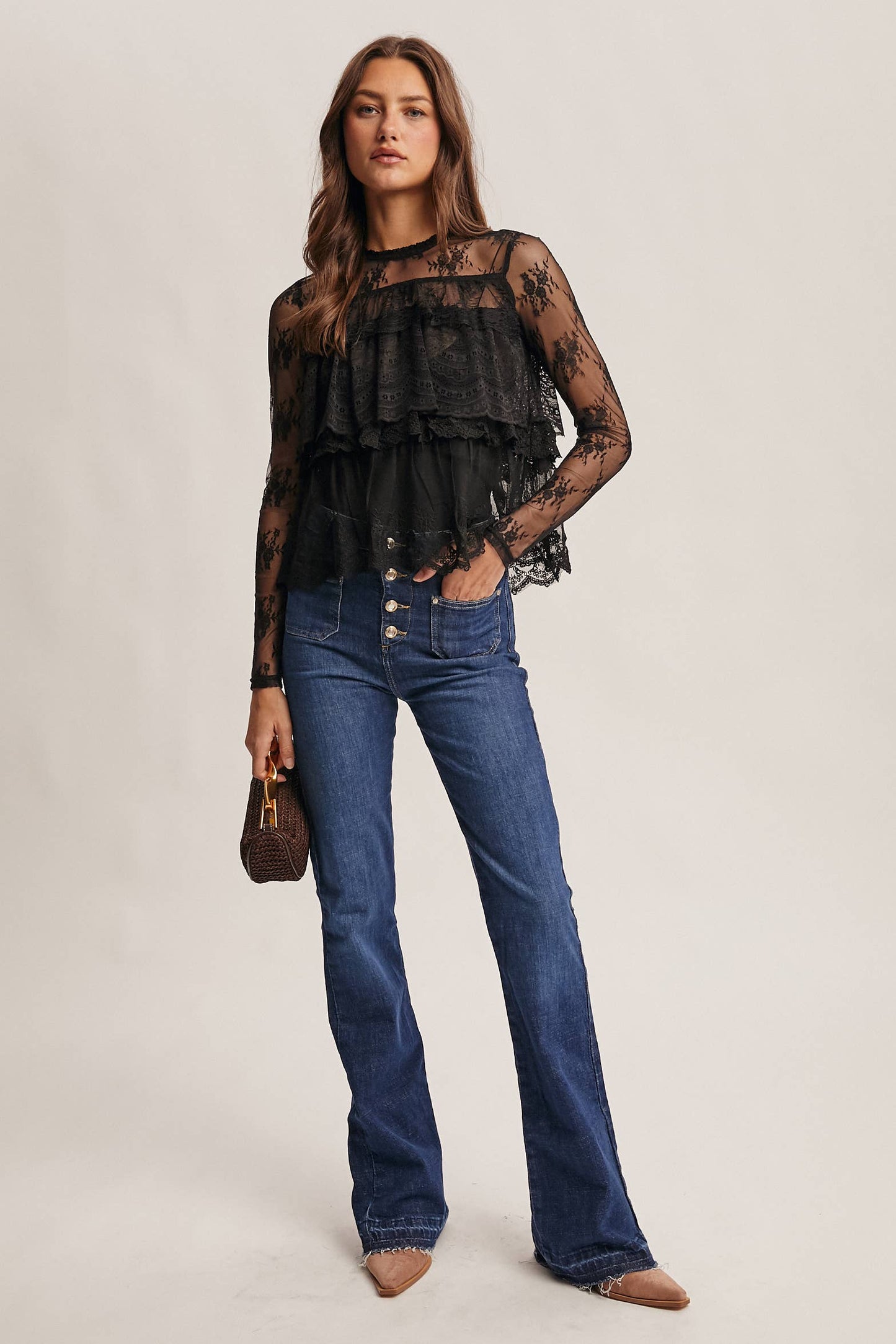 Lace Ruffle Layering Blouse