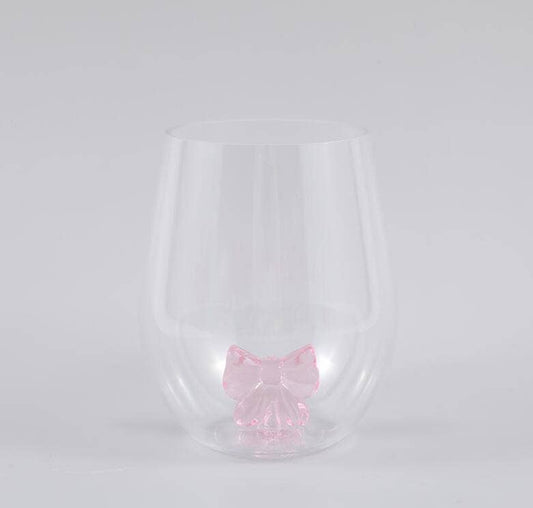 Coquette Acrylic Bow Stemless Wine Glass