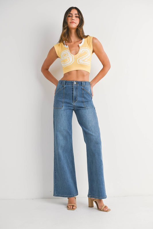 Patch Pocket Wide Leg Flare