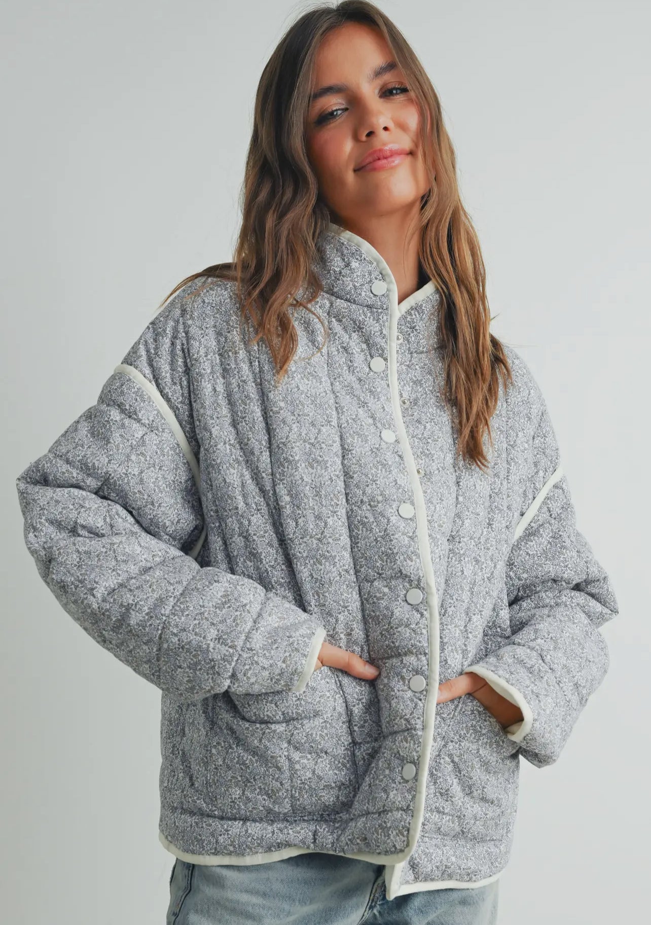 Lavender & ivory padded coat