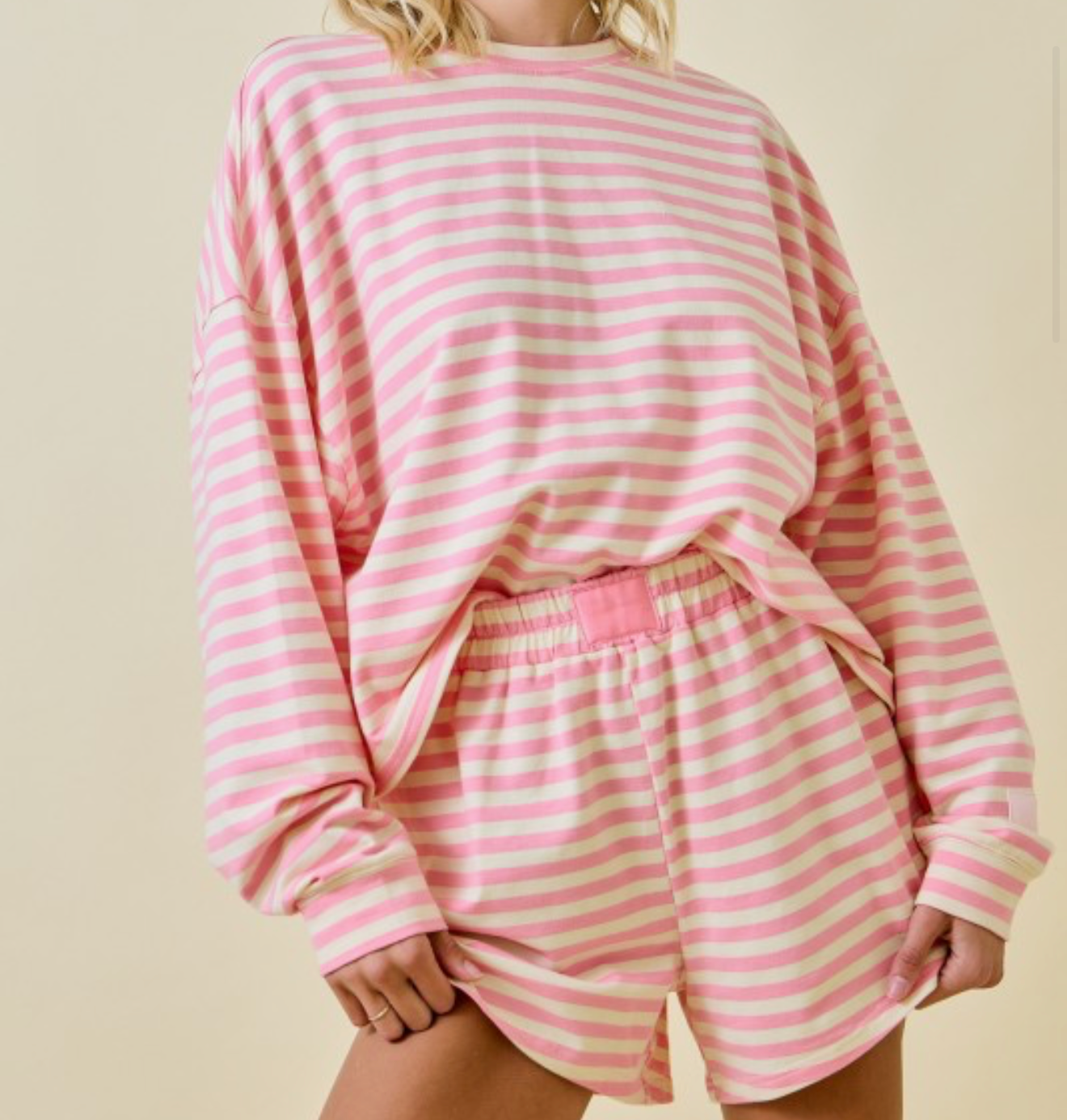 Loungey pink striped shorts