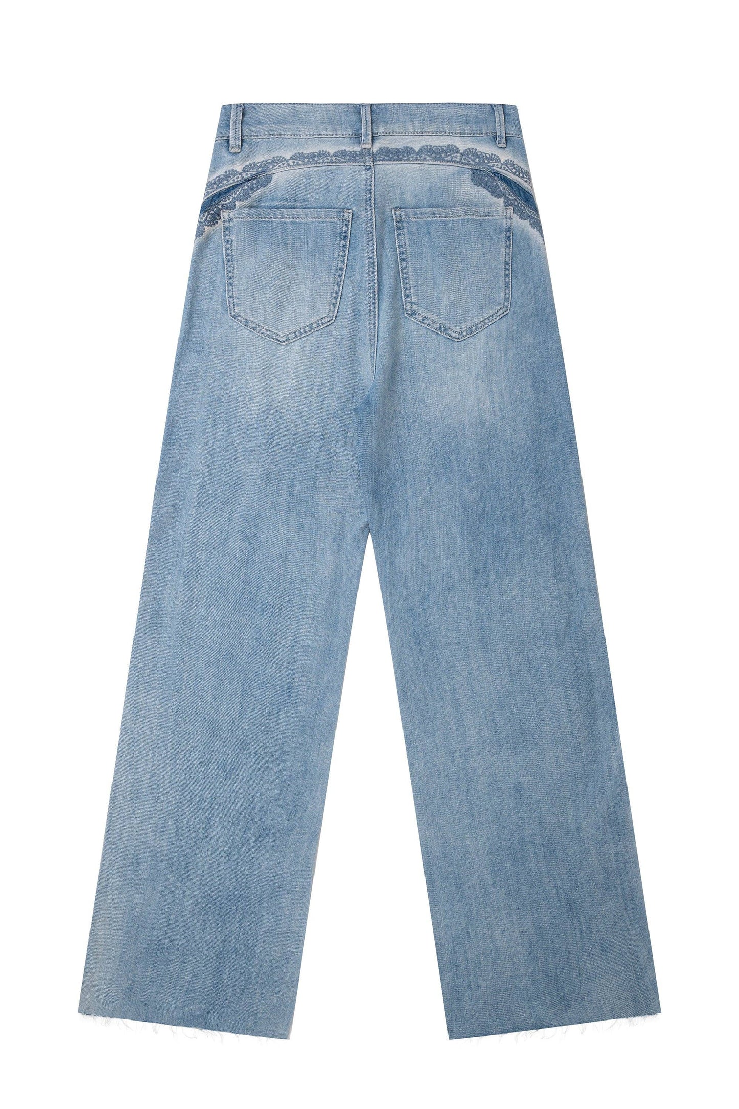 SUPER HIGH RISE WIDE LEG JEANS WITH RAW HEM