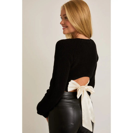 Long sleeve bow tie top