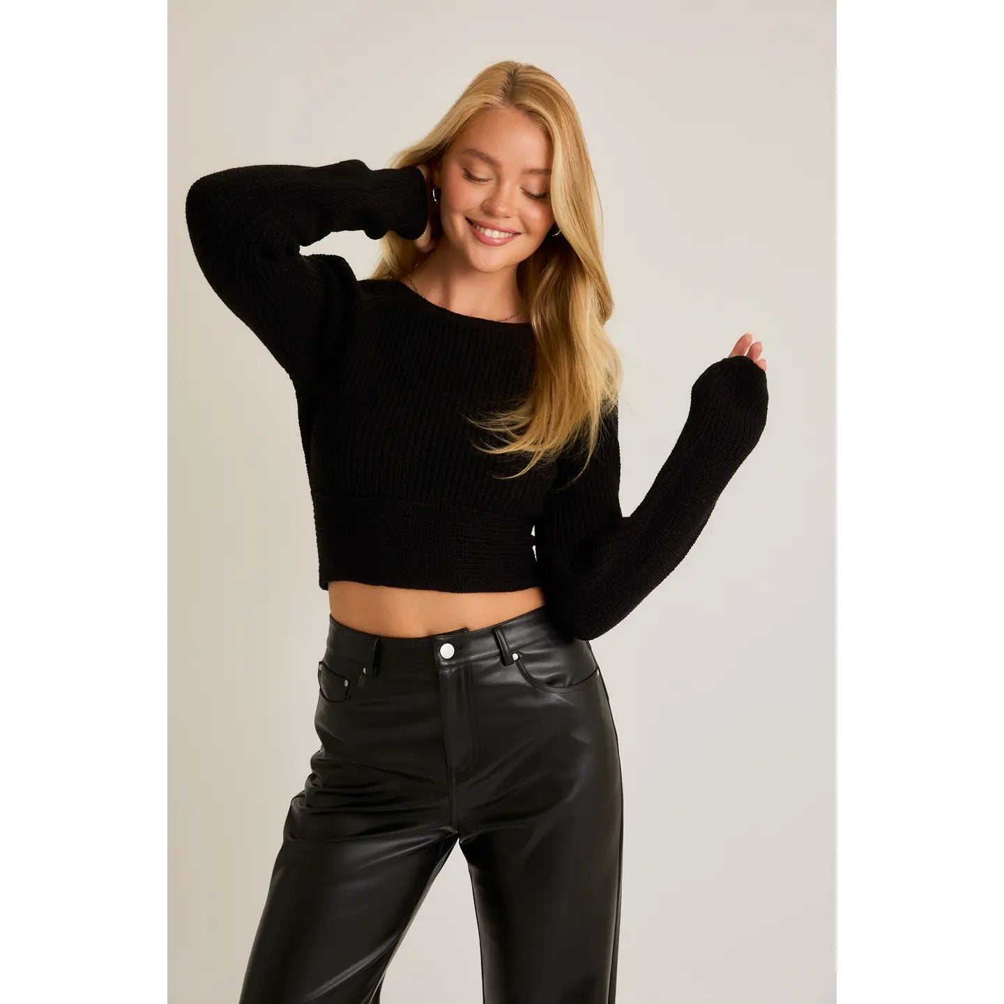 Long sleeve bow tie top