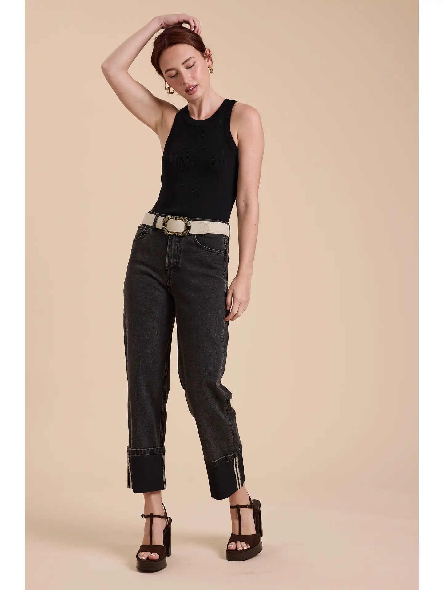 Borrowed Cuffed black denim