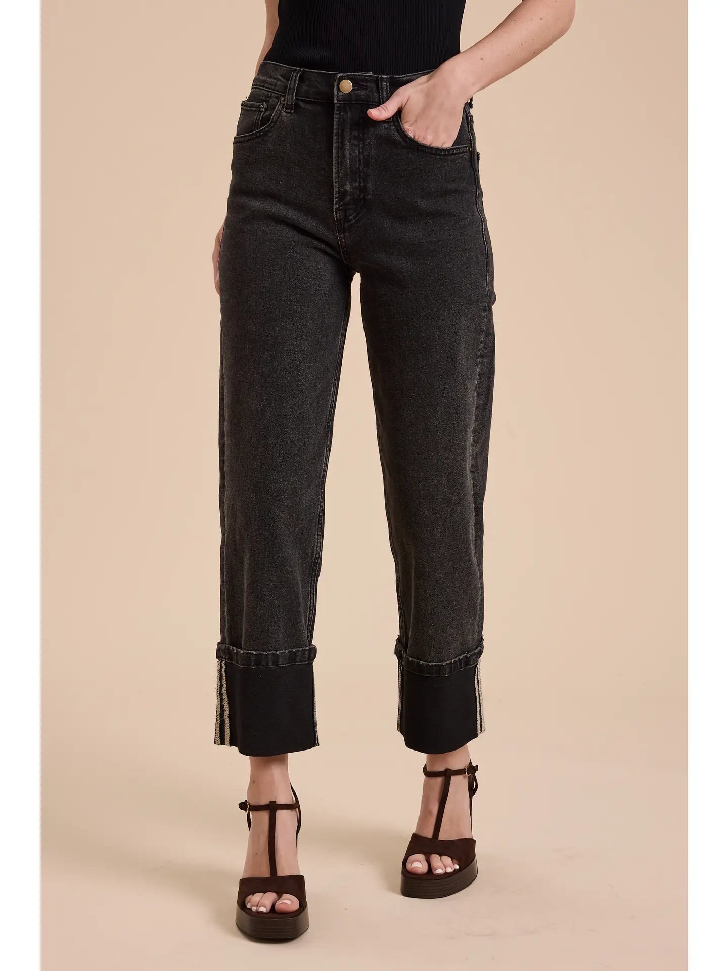 Borrowed Cuffed black denim