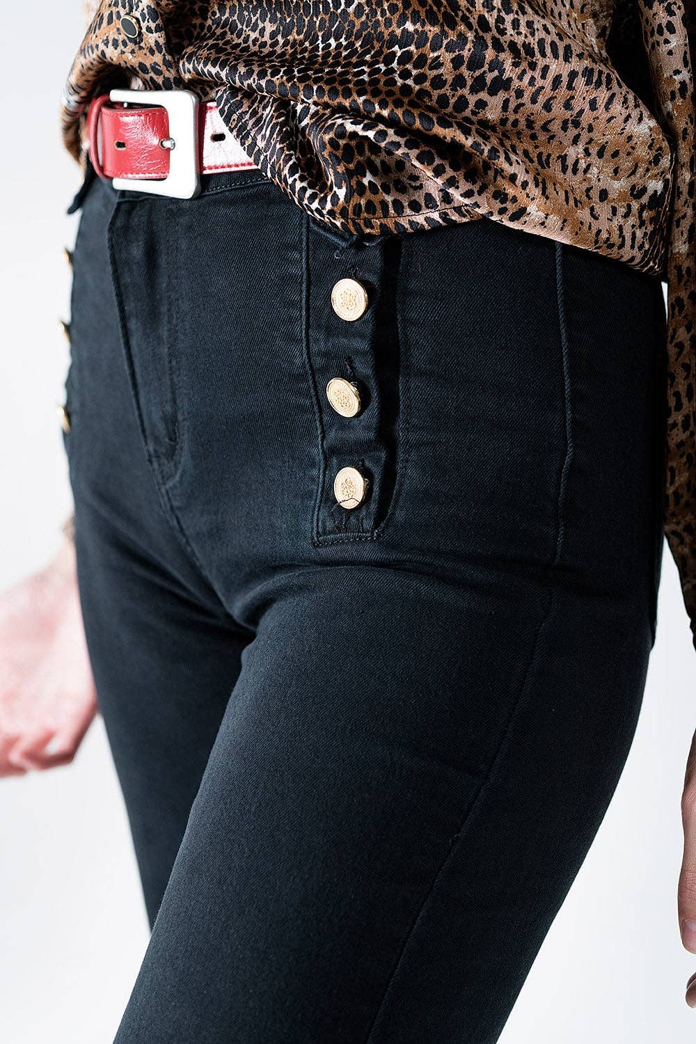Sailor front jeans- Black