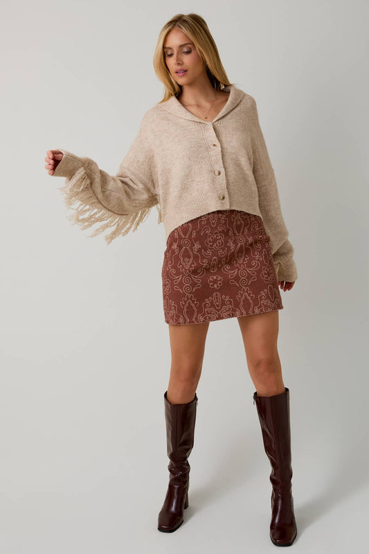 Western Print Mini Skirt