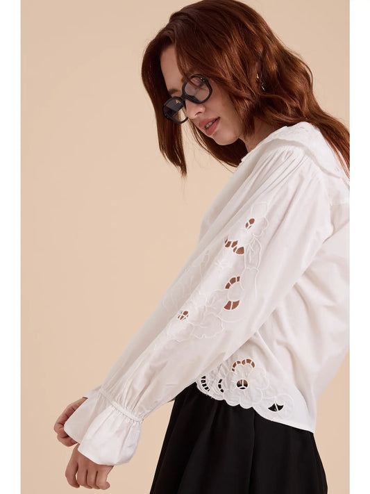 Eyelet detail blouse