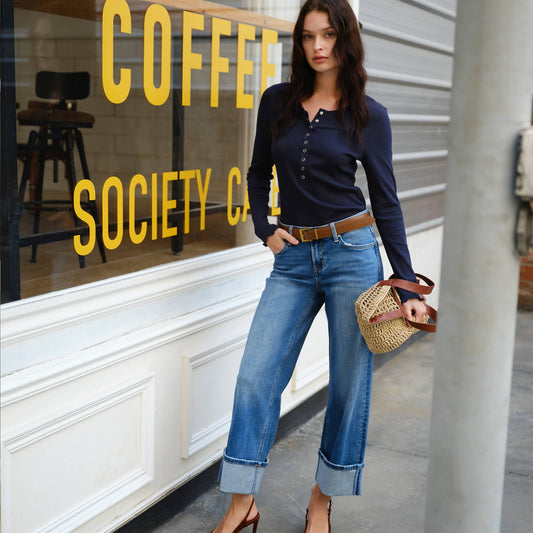 LOW RISE STRAIGHT LEG DENIM JEANS(FINISHED HEM)