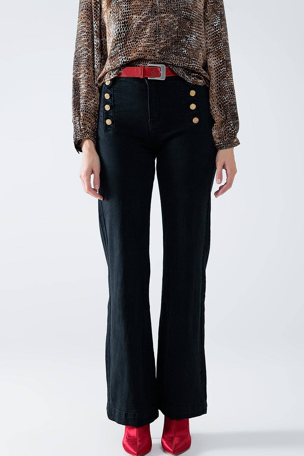 Sailor front jeans- Black