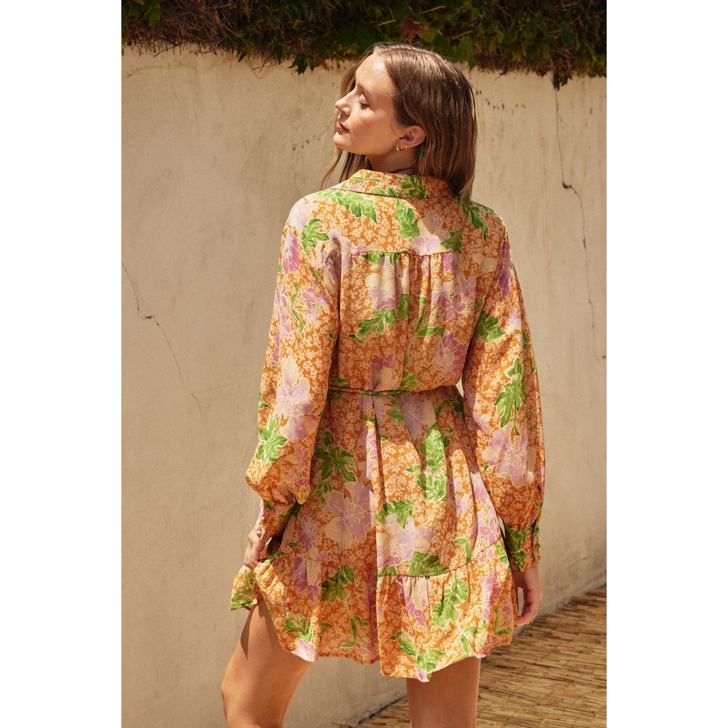 Gather me close button down mini dress