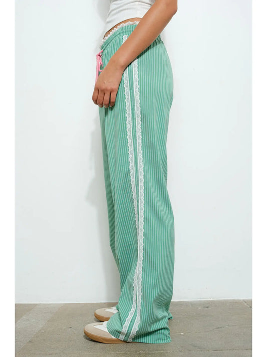 Green contrast track pants