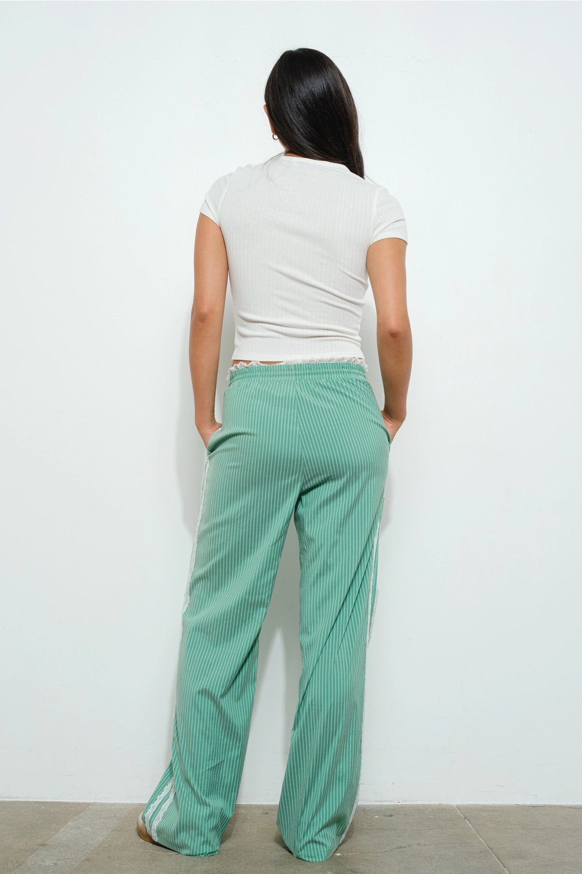 Green contrast track pants