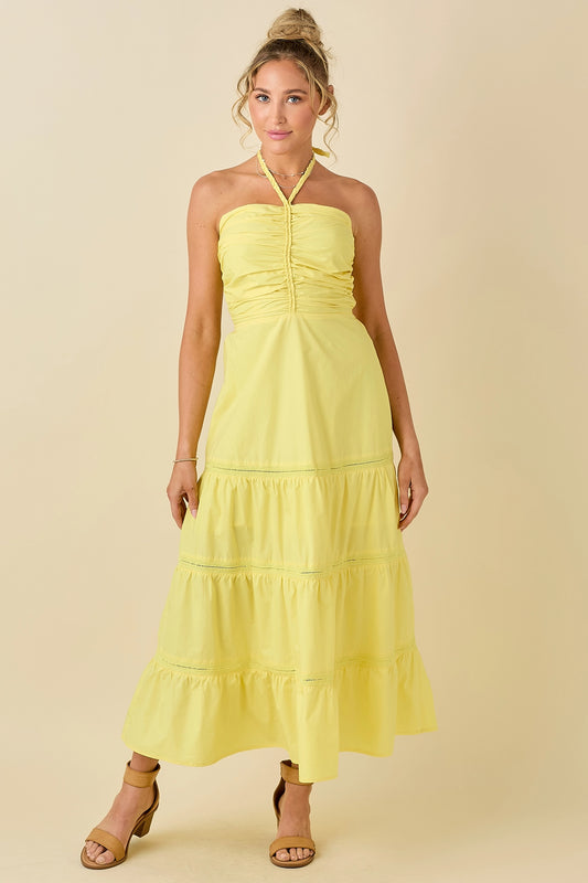 Braided Lace Lemon Midi Dress