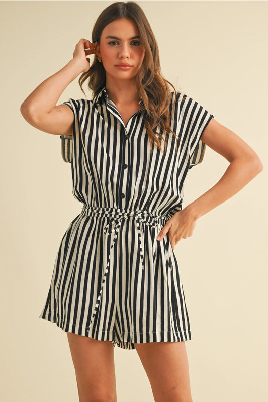 Vacation vibes striped  romper
