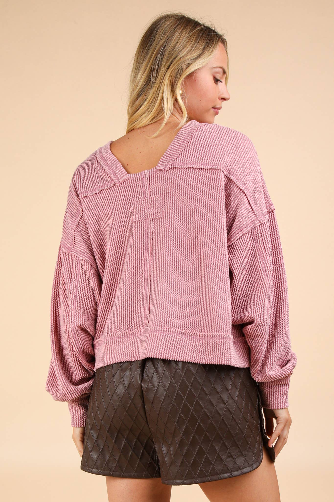 US Two Tone Otto Ribbed Oversized Soft Comfy knit Top