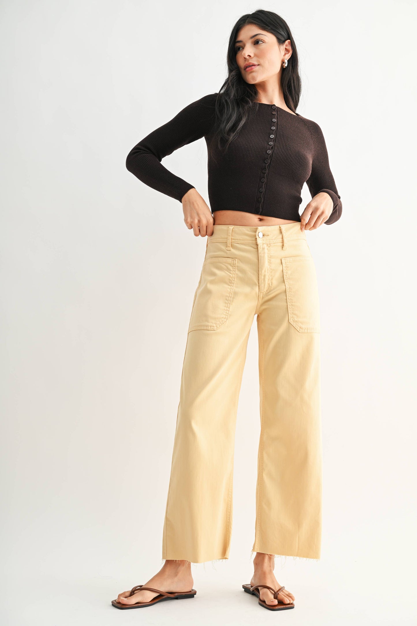 Stretch Twill Utility Wide Leg Pant - Butter