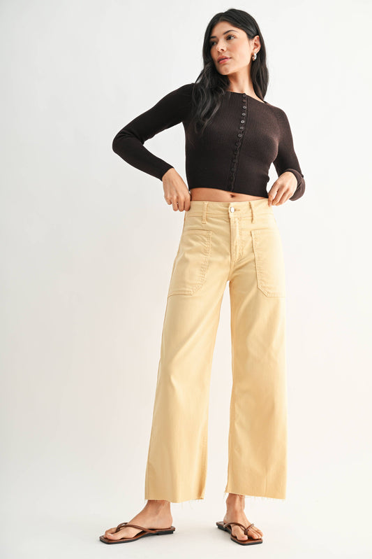 Stretch Twill Utility Wide Leg Pant - Butter