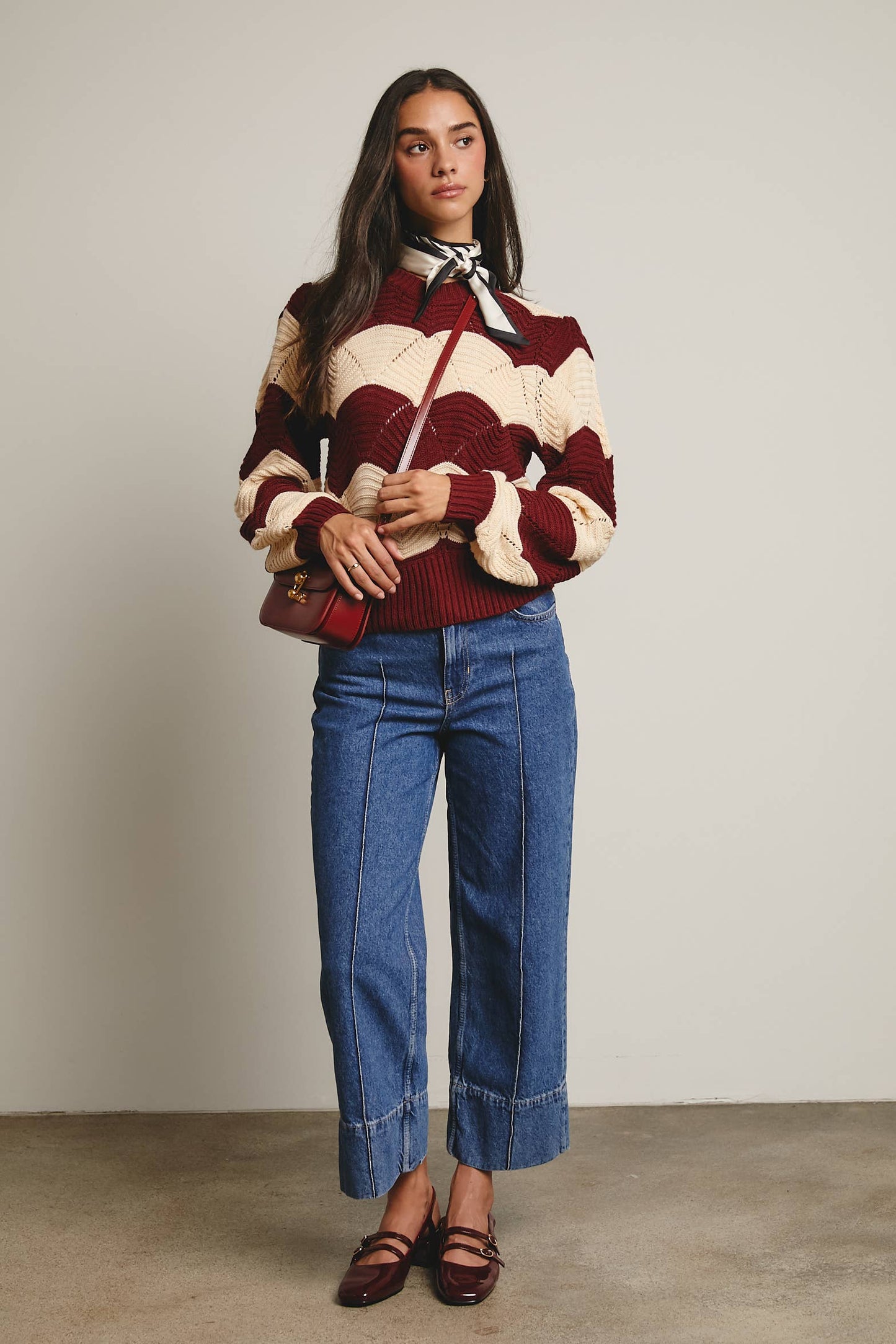 Wave Knit Chevron Pullover