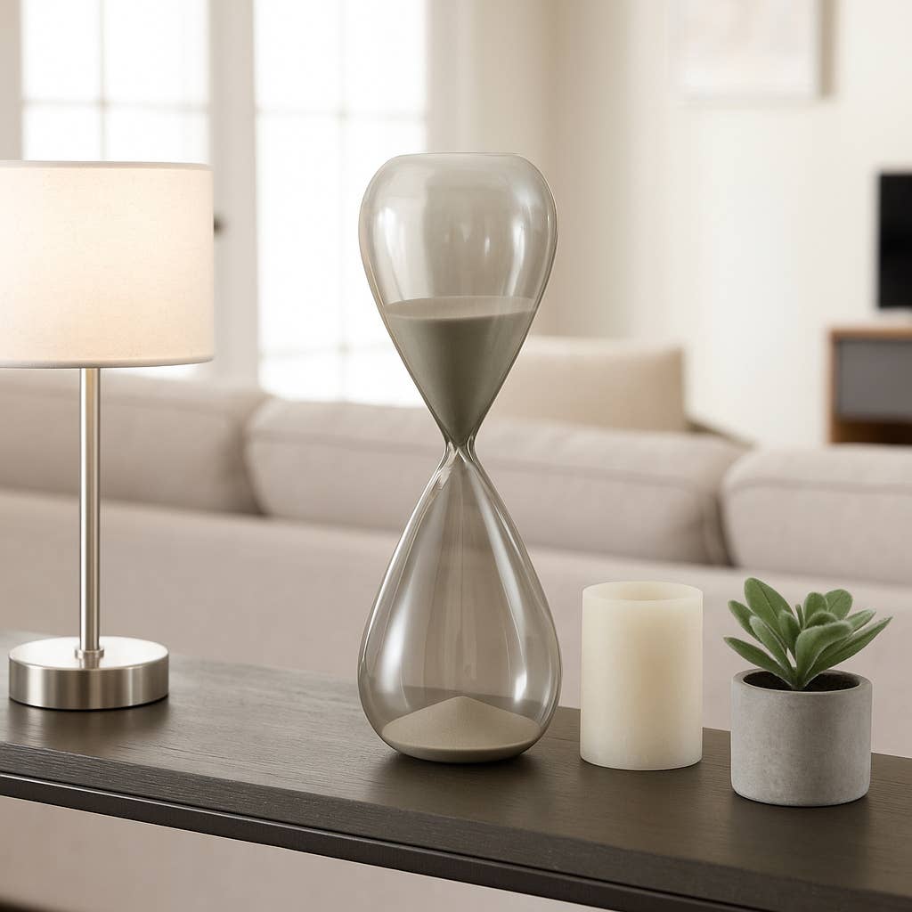 Glass Small Teardrop Silhouette Hourglass - Grey, 20 in.