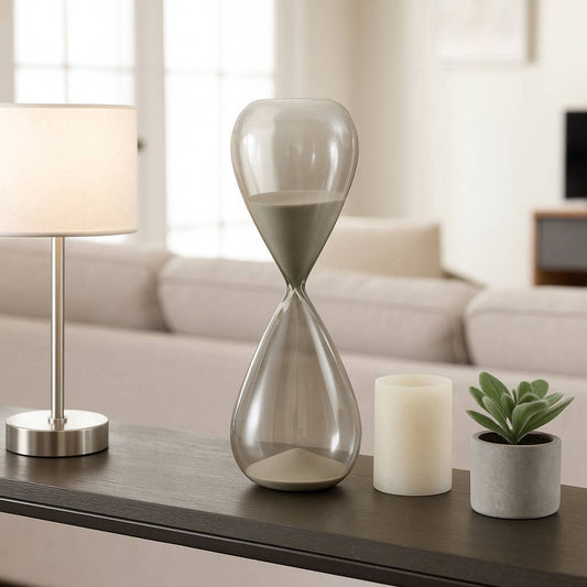 Glass Small Teardrop Silhouette Hourglass - Grey, 20 in.