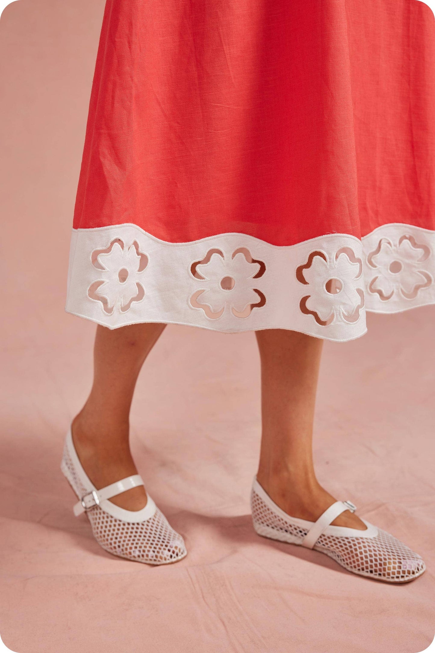 Embroidered Floral Cutout Midi Dress